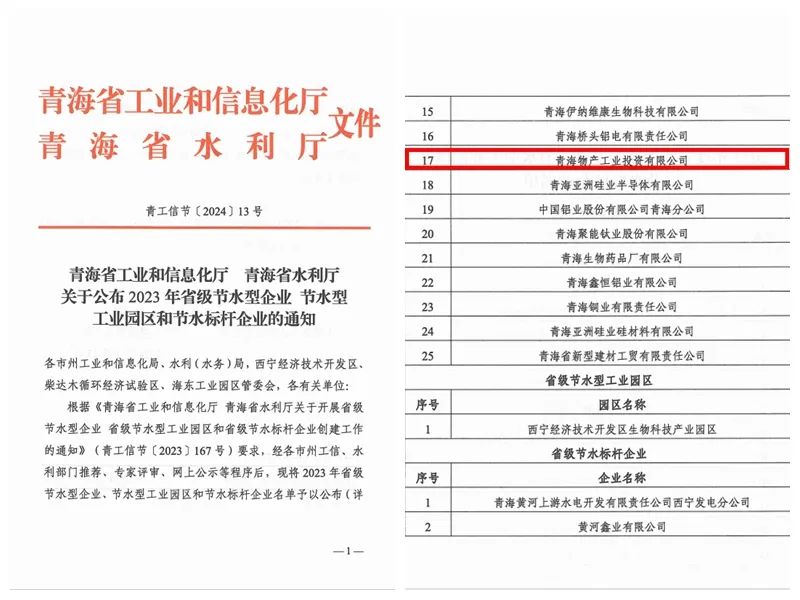 建設(shè)節(jié)水企業(yè) 共筑綠色未來(lái)&mdash;&mdash;物產(chǎn)工投公司成功獲得&ldquo;青海省節(jié)水型企業(yè)&rdquo;認(rèn)定